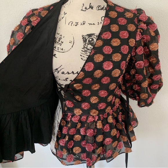 Dream Sister Jane metallic polka dot wrap top - Picture 11 of 15